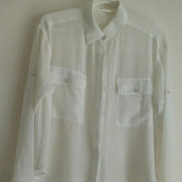 BLOUSE - COTTON CANDY LABEL - WHITE - NEW - SIZE LARGE. VERY DRESSY - Picture 2 of 7